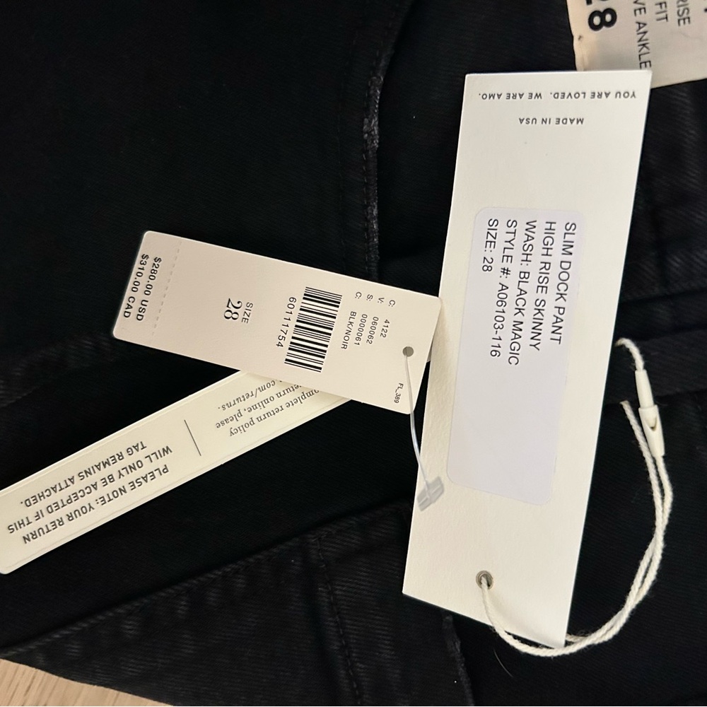 AMO Women's Slim Dock Pant, Black Magic, High Rise skinny,28, NWT, Anthropologie - Picture 2 of 6